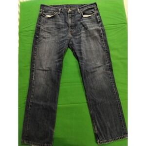 Levis 514 Jeans Mens 38x32 Blue Dark Wash Straight Leg Stretch Denim Zip Fly EUC